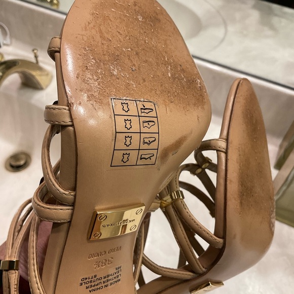 Michael Kors Charlene Strappy Sandals in Nude Leather w/ gold detail Sz 8 / 38.5 - Picture 12 of 15